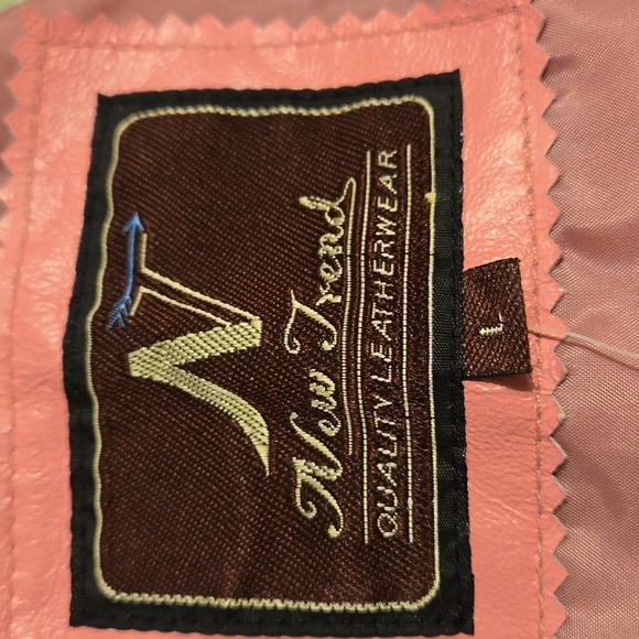 NWT New Trend  pink leather coat Sz L - Picture 7 of 9